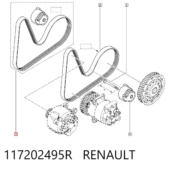 Correia dos conjuntos de transmissão, kit 117202495R Renault (RVI)