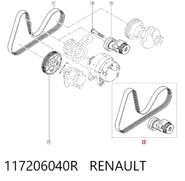 Correia dos conjuntos de transmissão, kit 117206040R Renault (RVI)