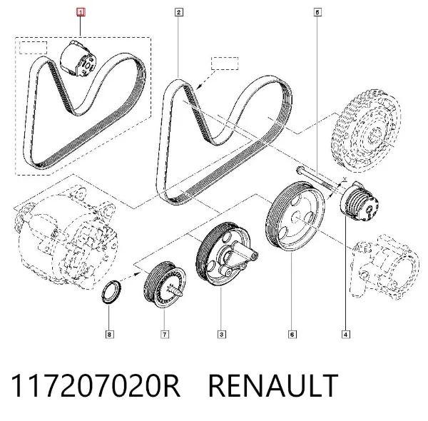 Correia dos conjuntos de transmissão, kit 117207020R Renault (RVI)