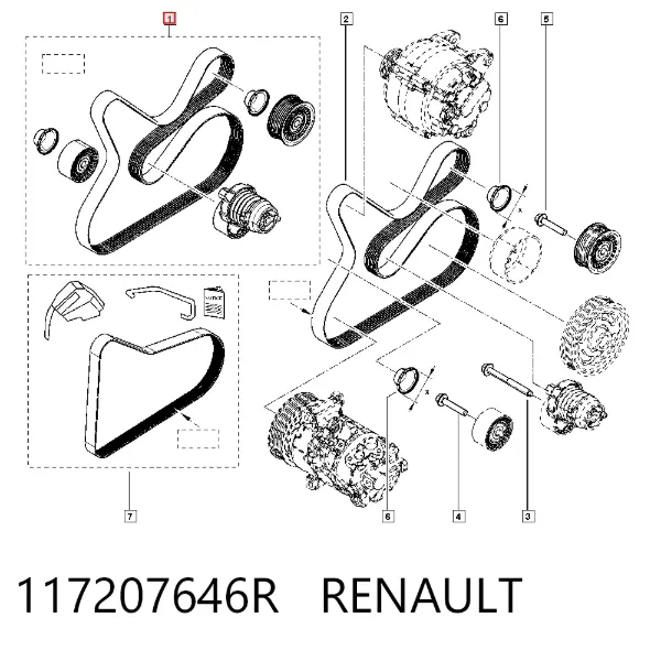 Correia dos conjuntos de transmissão, kit 117207646R Renault (RVI)