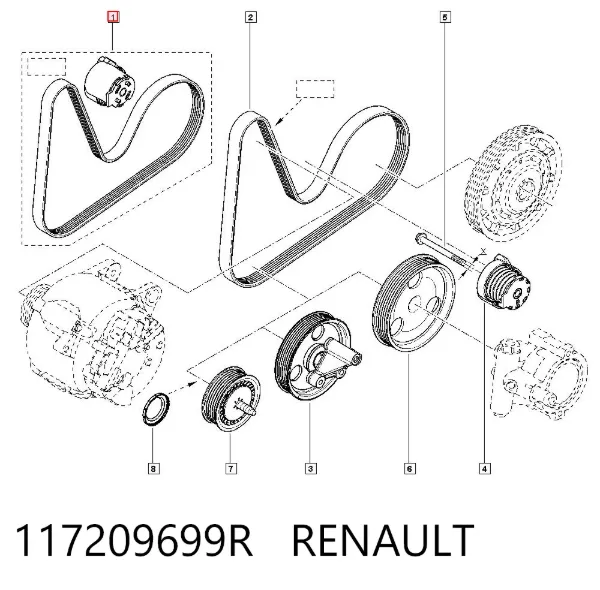 Correia dos conjuntos de transmissão, kit 117209699R Renault (RVI)