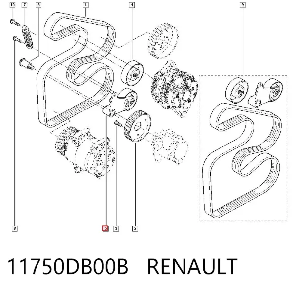 Reguladora de tensão da correia de transmissão 11750DB00B Renault (RVI)