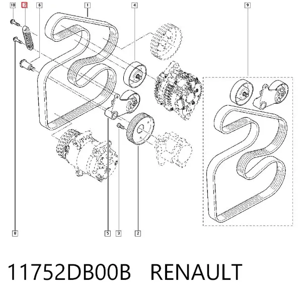 Reguladora de tensão da correia de transmissão 7701069613 Nissan/Infiniti