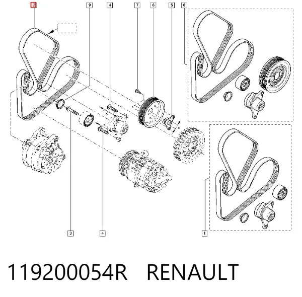 Correia dos conjuntos de transmissão 119200054R Renault (RVI)