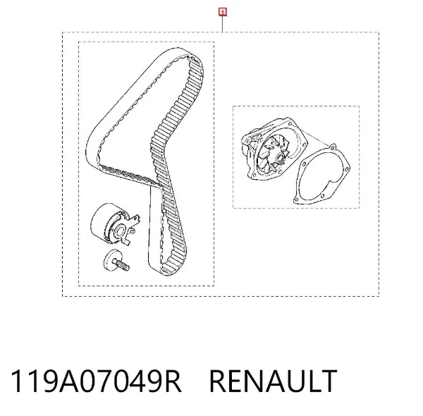 Correia do mecanismo de distribuição de gás, kit 119A07049R Renault (RVI)