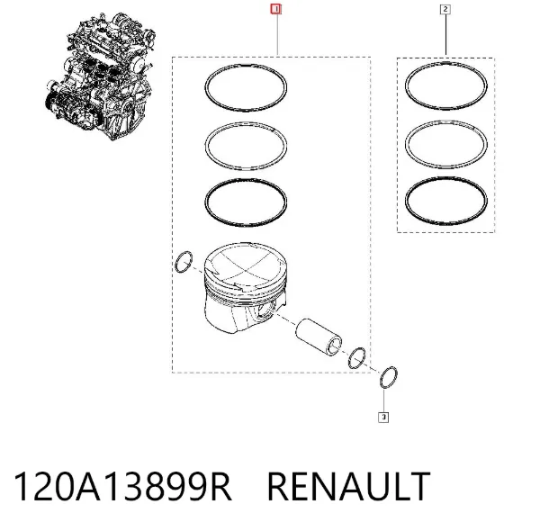 Pistão do kit para 1 cilindro, STD 120A13899R Renault (RVI)