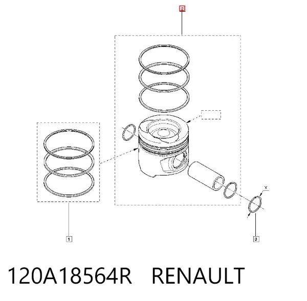Pistão do kit para 1 cilindro, STD 120A18564R Renault (RVI)
