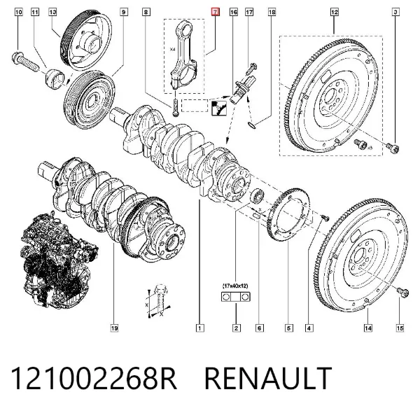 Biela de pistão de motor 121002268R Renault (RVI)