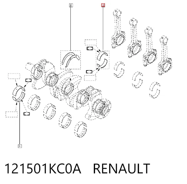 Folhas inseridas de cambota de biela, kit, padrão (STD) 121501KC0A Renault (RVI)