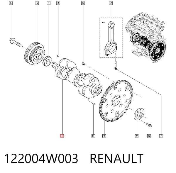 Cambota de motor 122004W003 Renault (RVI)