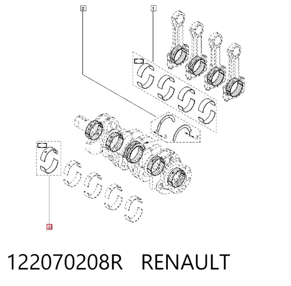 Folhas inseridas principais de cambota, kit, padrão (STD) 122070208R Renault (RVI)