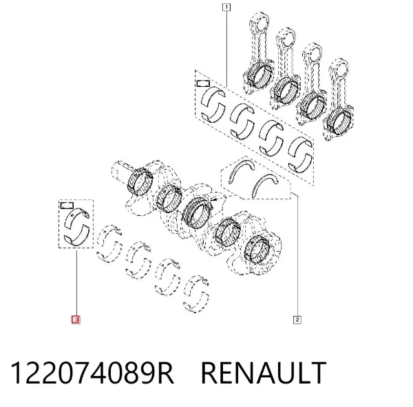 Folhas inseridas principais de cambota, kit, padrão (STD) 122074089R Renault (RVI)