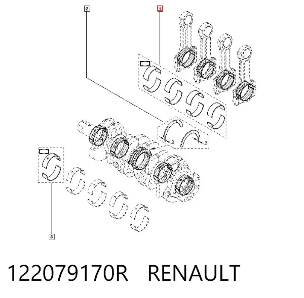Folhas inseridas de cambota de biela, kit, padrão (STD) 122079170R Renault (RVI)