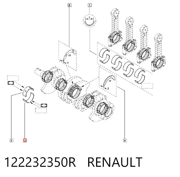 Folhas inseridas principais de cambota, kit, padrão (STD) 122232350R Renault (RVI)