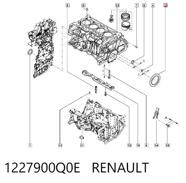 Vedação traseira de cambota de motor 1227900Q0E Renault (RVI)