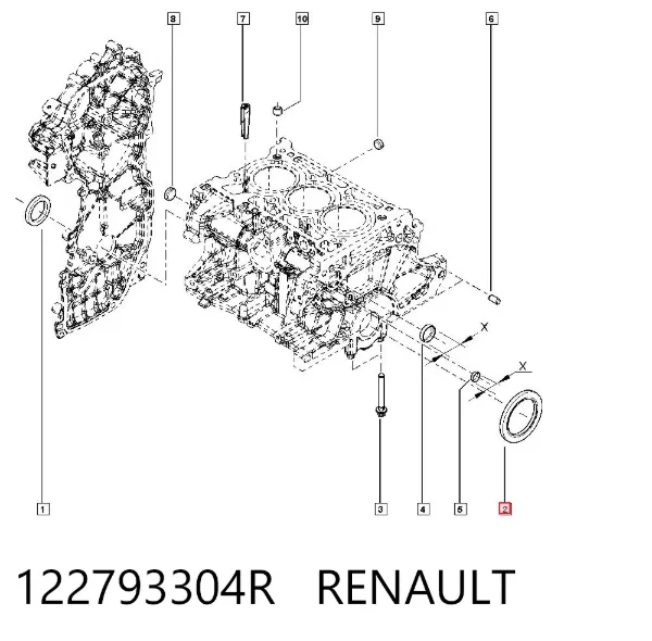 Vedação traseira de cambota de motor 122793304R Renault (RVI)