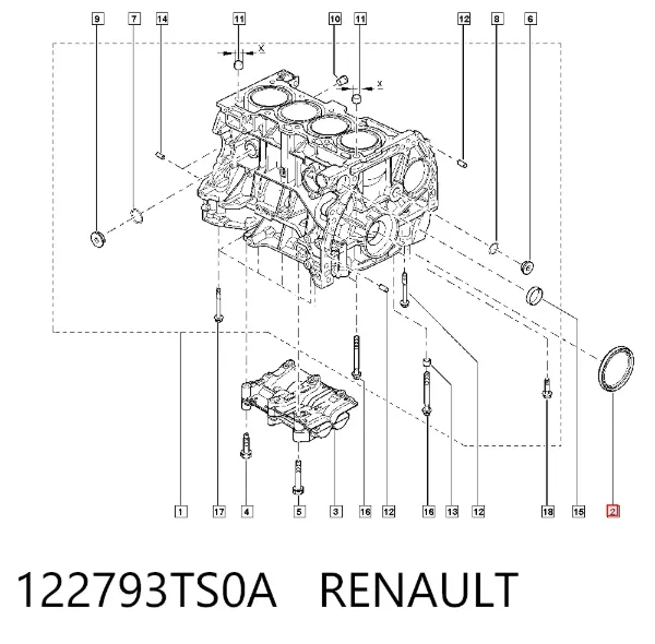 Vedação traseira de cambota de motor 122793TS0A Renault (RVI)