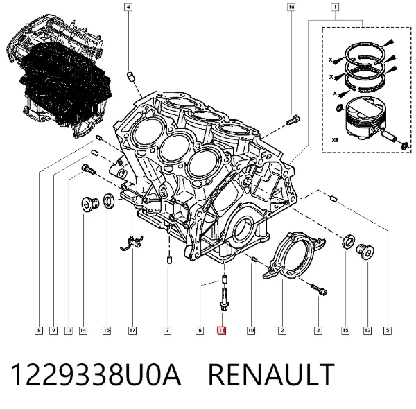 Parafuso de tampa de folha inserida principal 1229338U0A Renault (RVI)