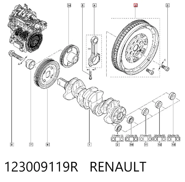 Volante de motor 123009119R Renault (RVI)