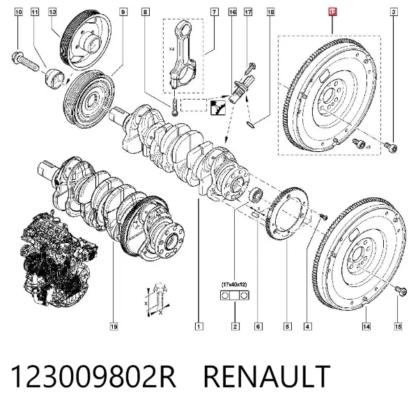 Volante de motor 123009802R Renault (RVI)