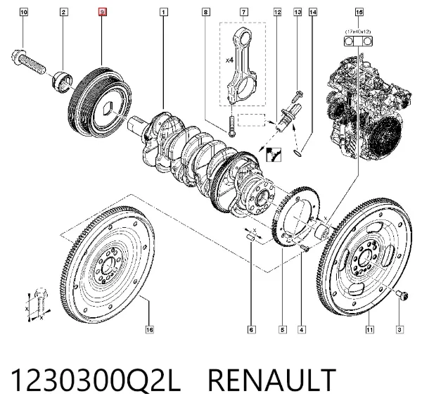 Polia de cambota 1230300Q2L Renault (RVI)