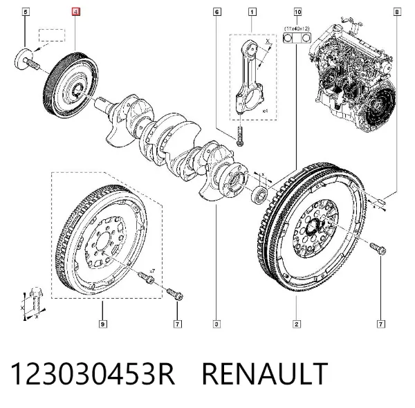 Polia de cambota 123030453R Renault (RVI)
