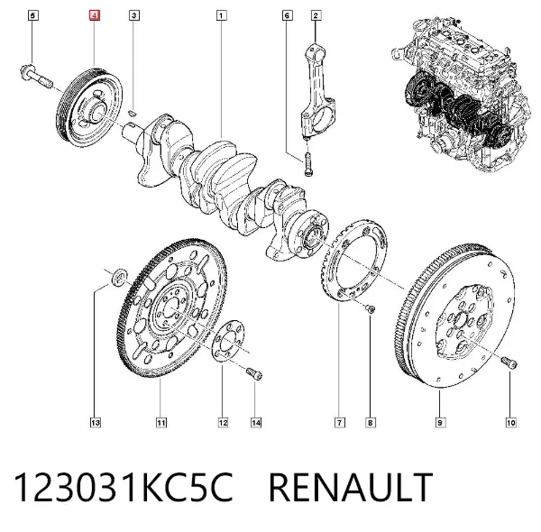 Polia de cambota 123031KC5C Renault (RVI)