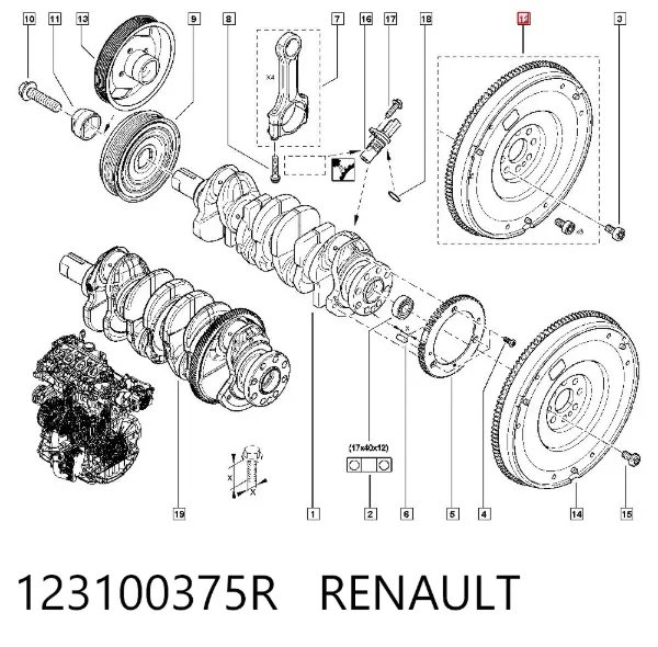 Volante de motor 123100375R Renault (RVI)