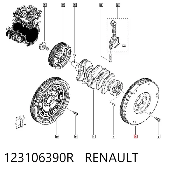 Volante de motor 123106390R Renault (RVI)