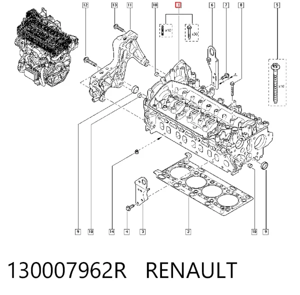 Cabeça de motor (CBC) 130007962R Renault (RVI)