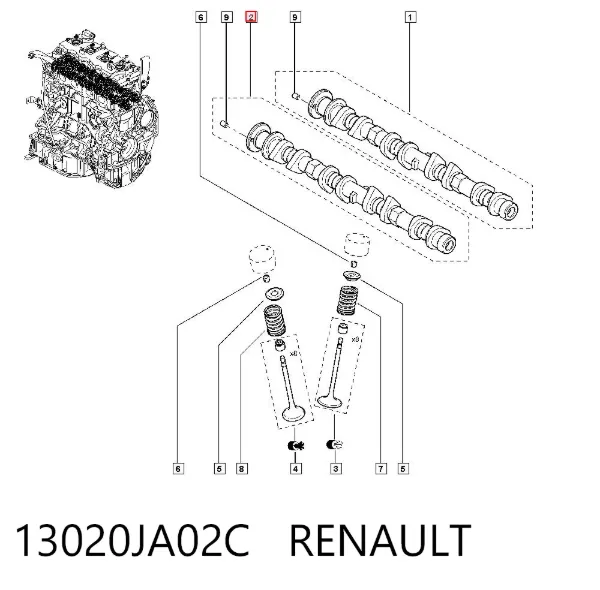 Árvore distribuidora de motor de escape 13020JA02C Renault (RVI)