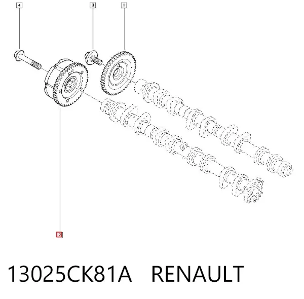 Engrenagem de cadeia da roda dentada da árvore distribuidora de motor 13025CK81A Renault (RVI)