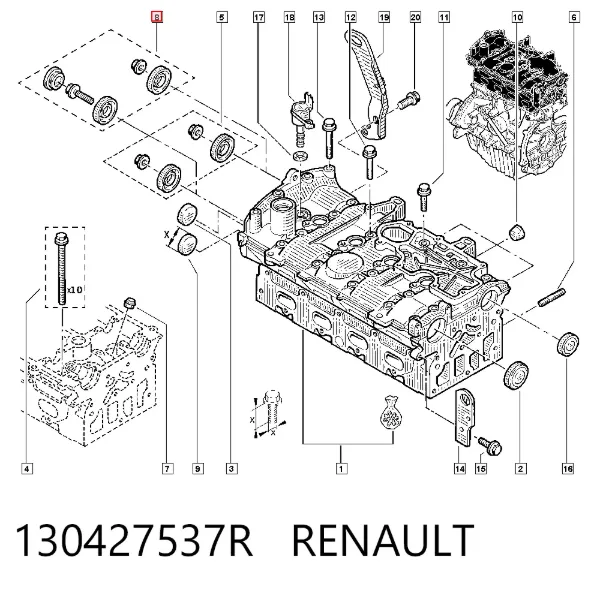 Vedação da árvore distribuidora de motor 130427537R Renault (RVI)
