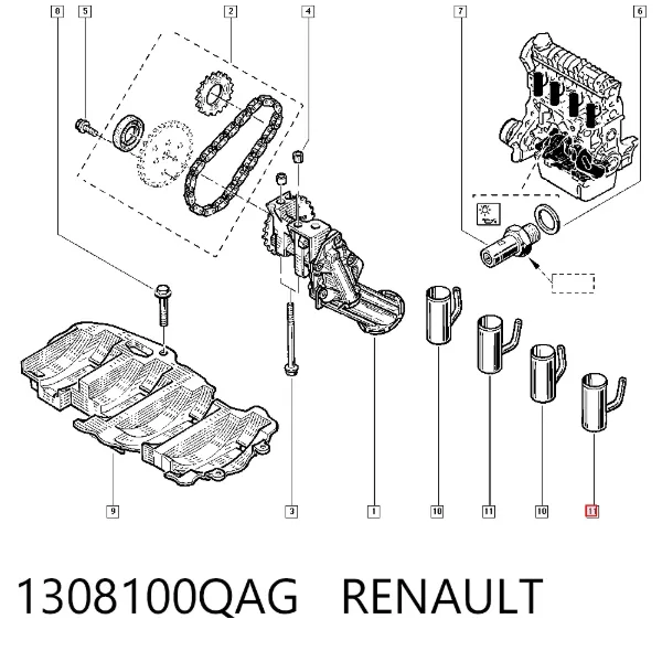 Injetor de óleo 1308100QAG Renault (RVI)