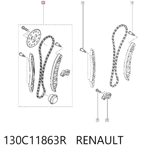 Cadeia do mecanismo de distribuição de gás, kit 130C11863R Renault (RVI)