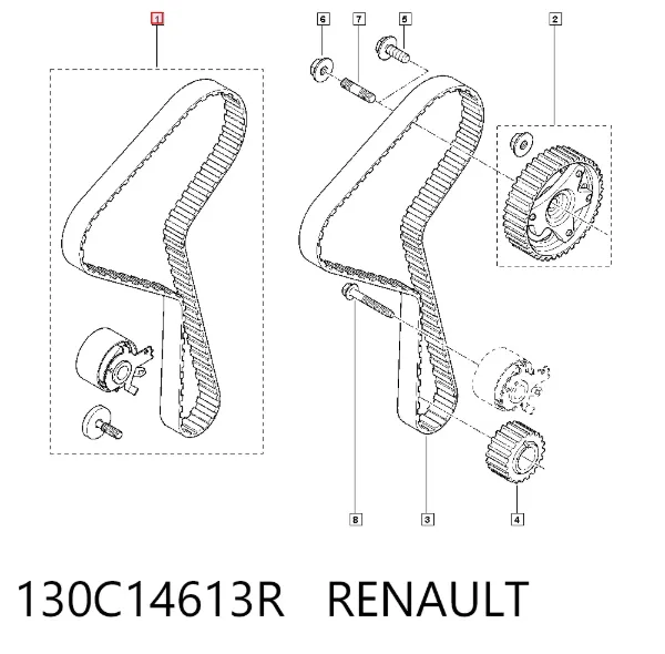 Correia do mecanismo de distribuição de gás, kit 130C14613R Renault (RVI)