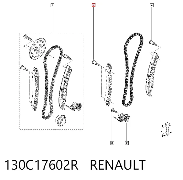 Cadeia do mecanismo de distribuição de gás, kit 130C17602R Renault (RVI)