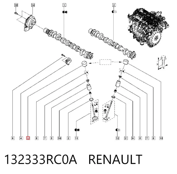 Compensador hidrâulico (empurrador hidrâulico), empurrador de válvulas 132333RC0A Renault (RVI)