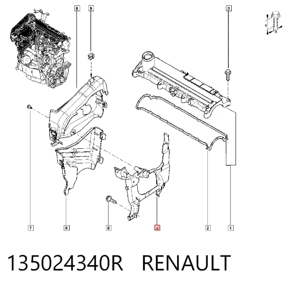 Proteção interna da correia do mecanismo de distribuição de gás 135024340R Renault (RVI)
