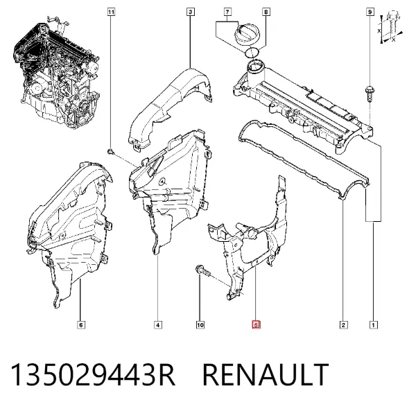 Proteção interna da correia do mecanismo de distribuição de gás 135029443R Renault (RVI)