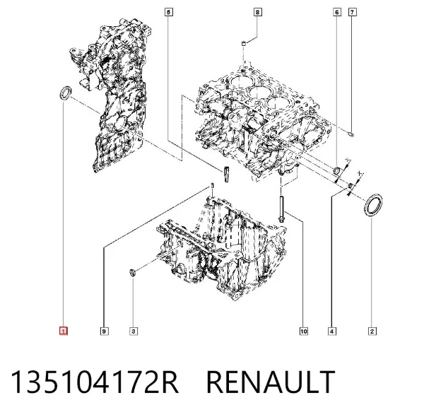 Vedação dianteira de cambota de motor 135104172R Renault (RVI)