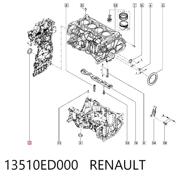 Vedação dianteira de cambota de motor 13510ED000 Renault (RVI)