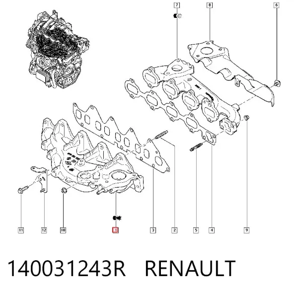 Tubo coletor de admissão 140031243R Renault (RVI)