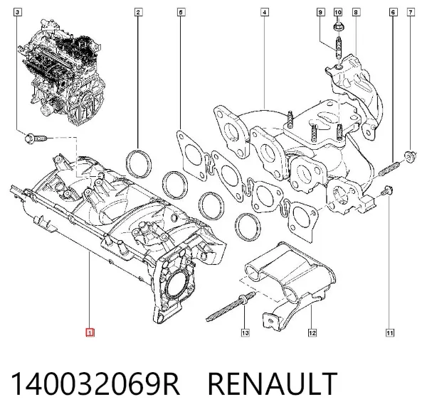 Tubo coletor de admissão 140032069R Renault (RVI)