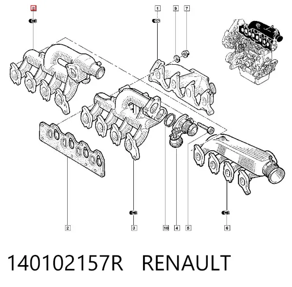 Tubo coletor de admissão 140102157R Renault (RVI)