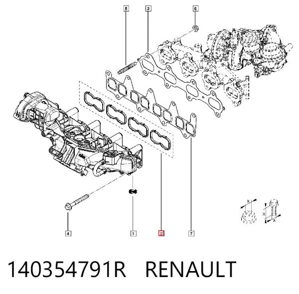 Vedante de tubo coletor de admissão 140354791R Renault (RVI)
