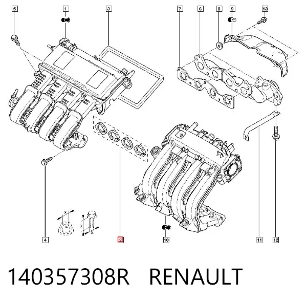 Vedante de tubo coletor de admissão 140357308R Renault (RVI)