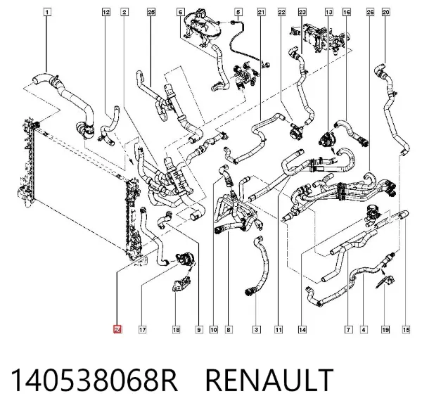 Mangueira (cano derivado) do sistema de esfriamento 140538068R Renault (RVI)