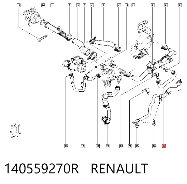 Mangueira (cano derivado) do sistema de esfriamento 140559270R Renault (RVI)