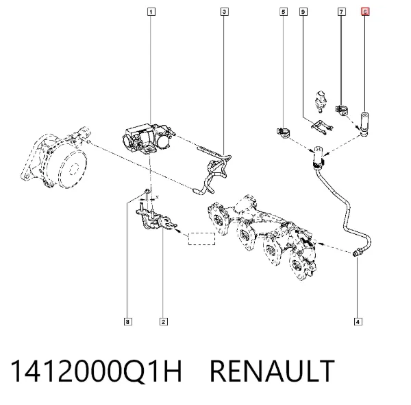 Tubo de sensor de pressão dos gases de escape 1412000Q1H Renault (RVI)